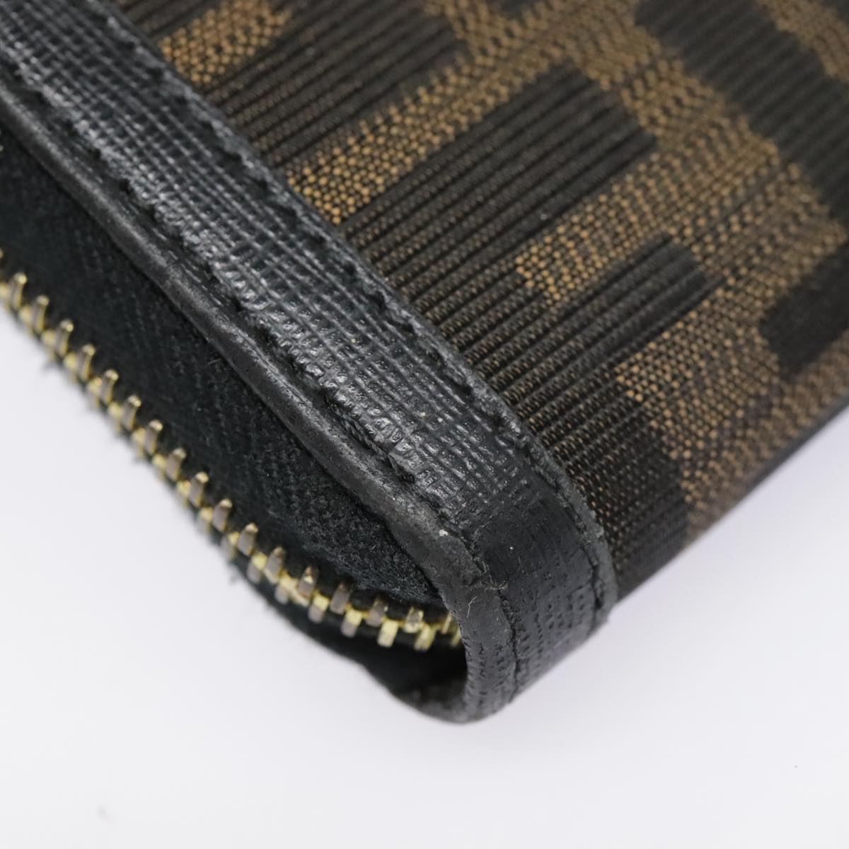 FENDI Zucca Canvas Wallet Black Brown goldyk15225