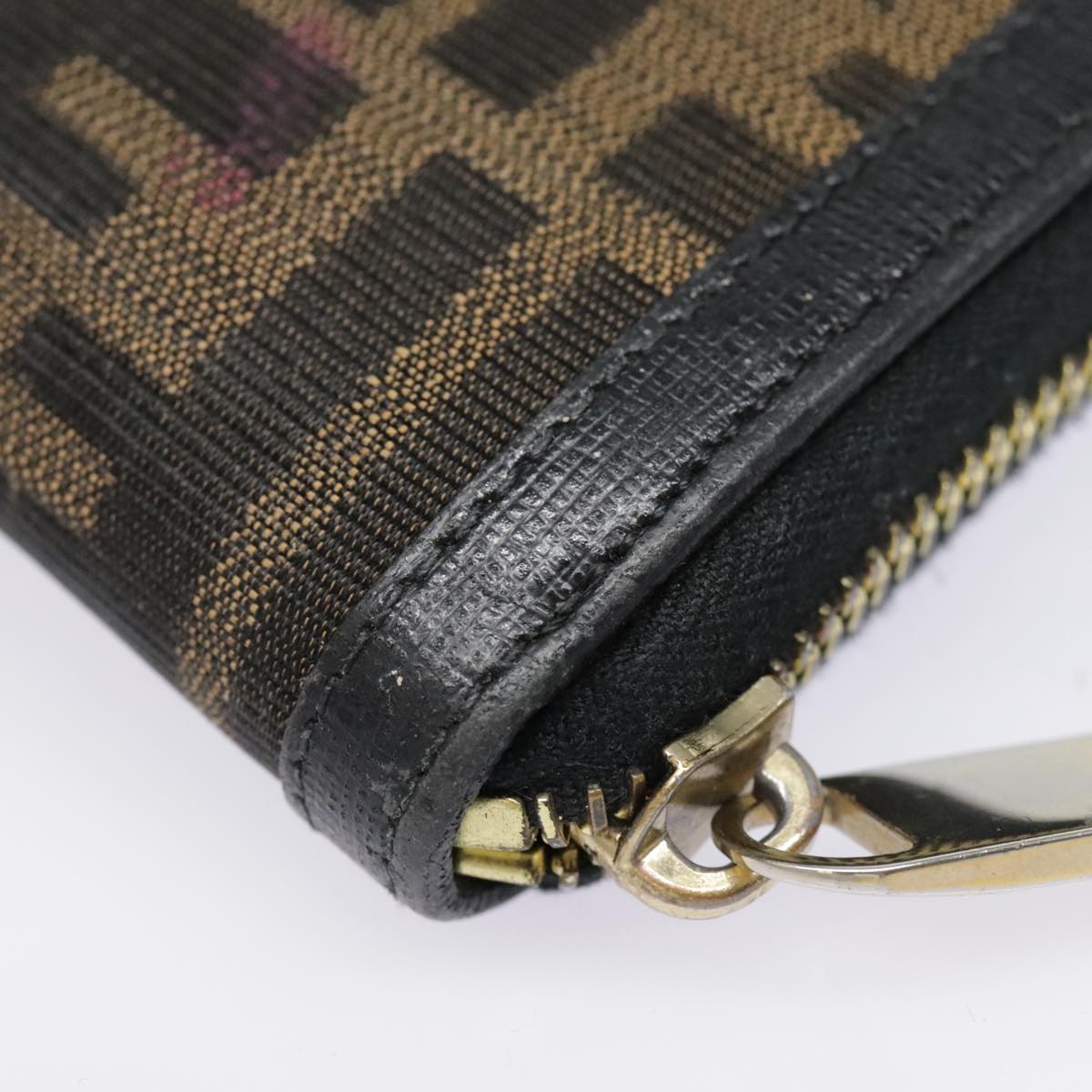 FENDI Zucca Canvas Wallet Black Brown goldyk15225