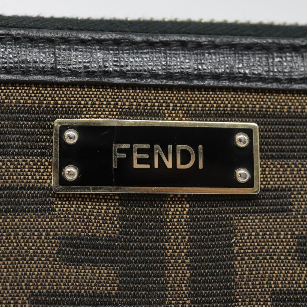 FENDI Zucca Canvas Wallet Black Brown goldyk15225