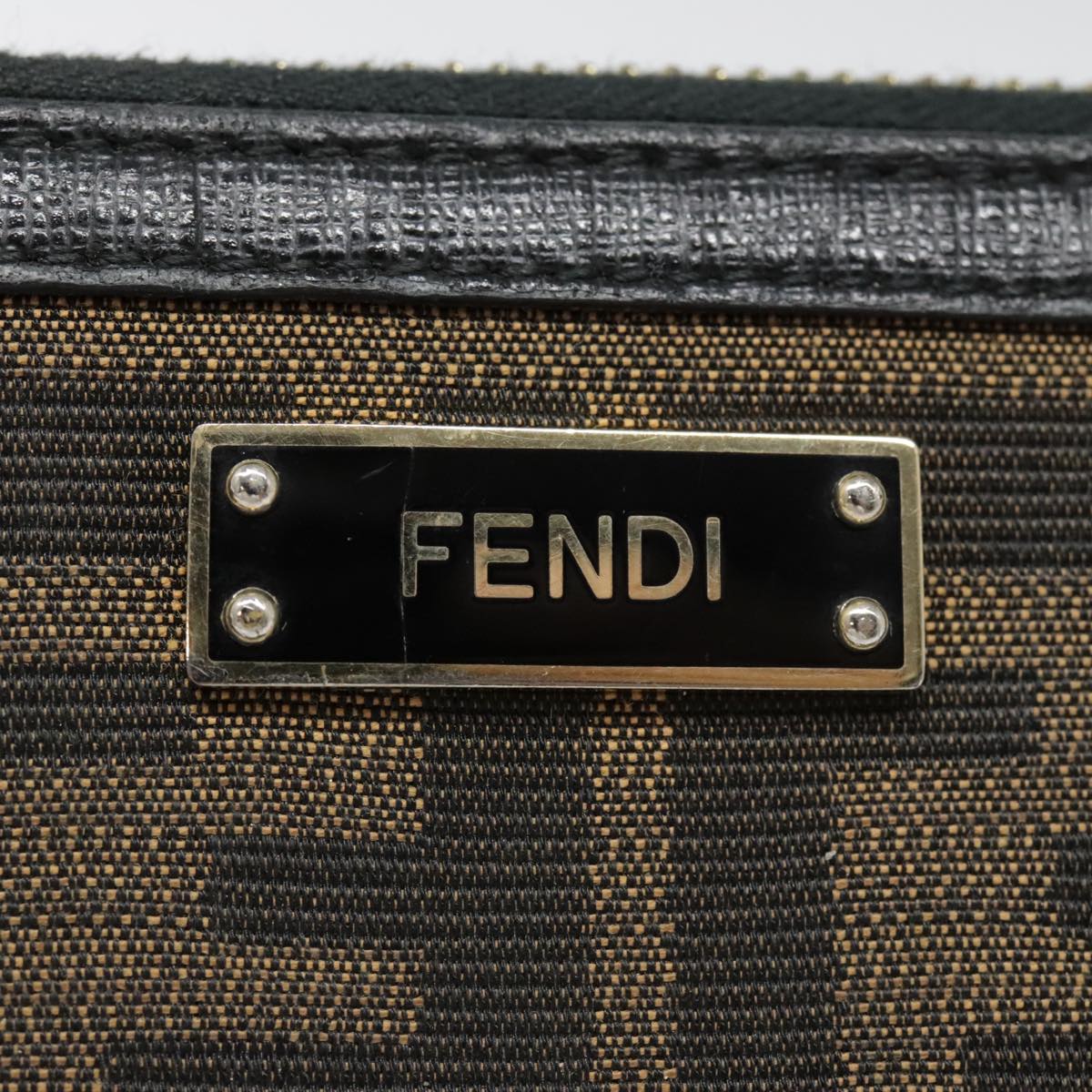 FENDI Zucca Canvas Wallet Black Brown goldyk15225