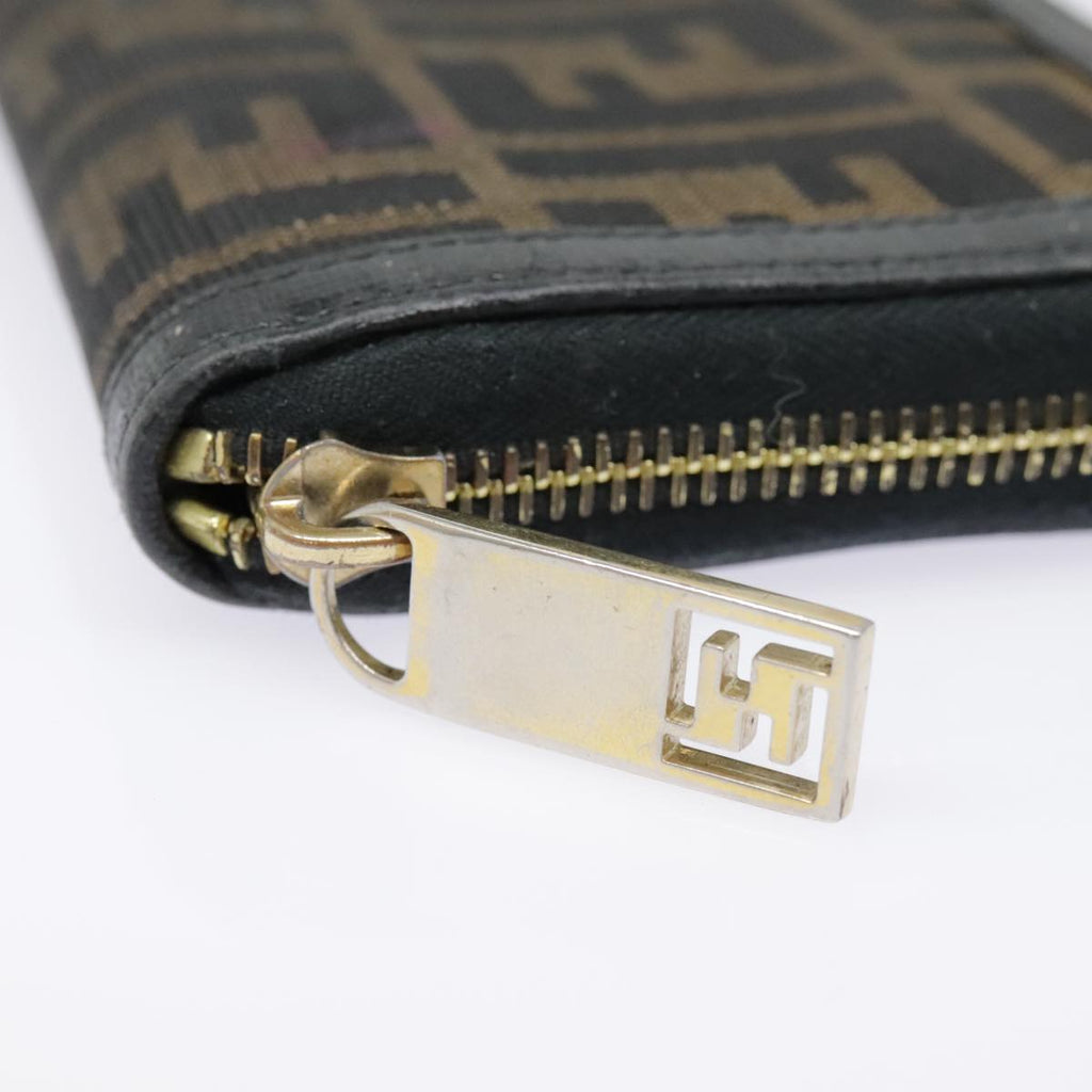 FENDI Zucca Canvas Wallet Black Brown goldyk15225