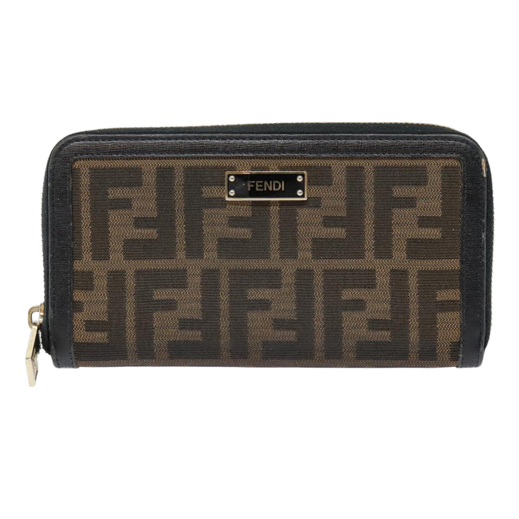 FENDI Zucca Canvas Wallet Black Brown goldyk15225