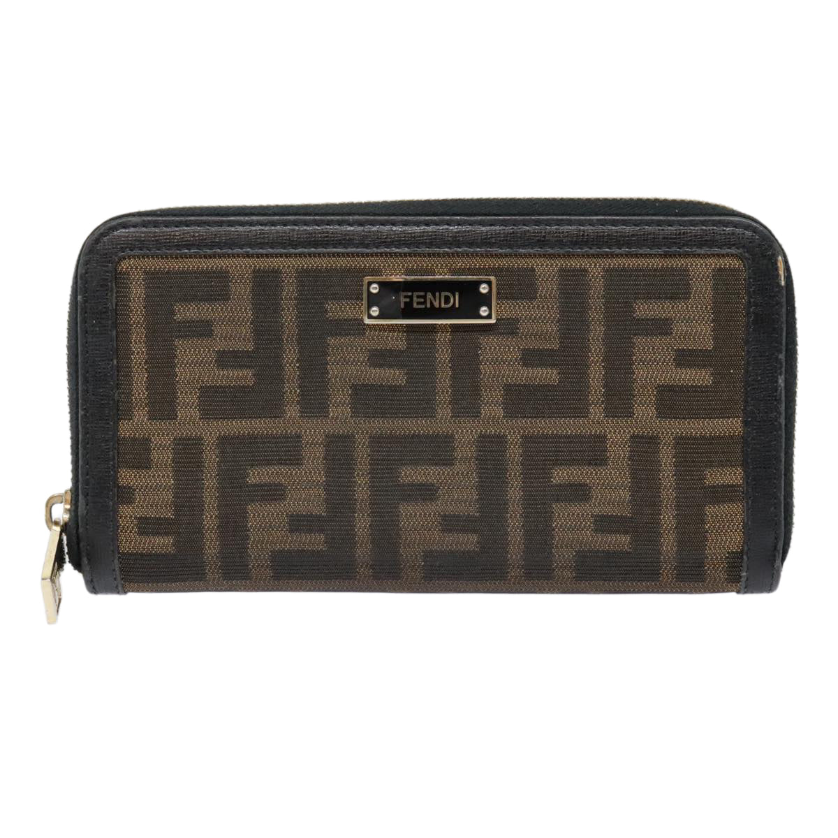 FENDI Zucca Canvas Wallet Black Brown goldyk15225
