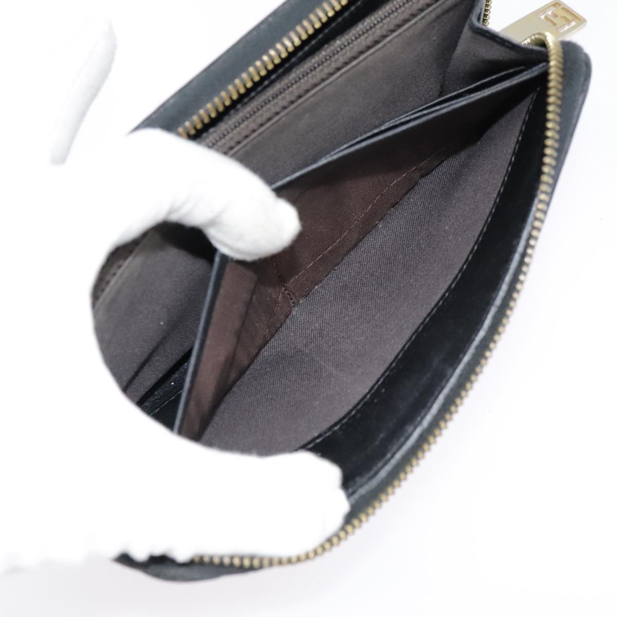 FENDI Zucca Canvas Wallet Black Brown goldyk15225