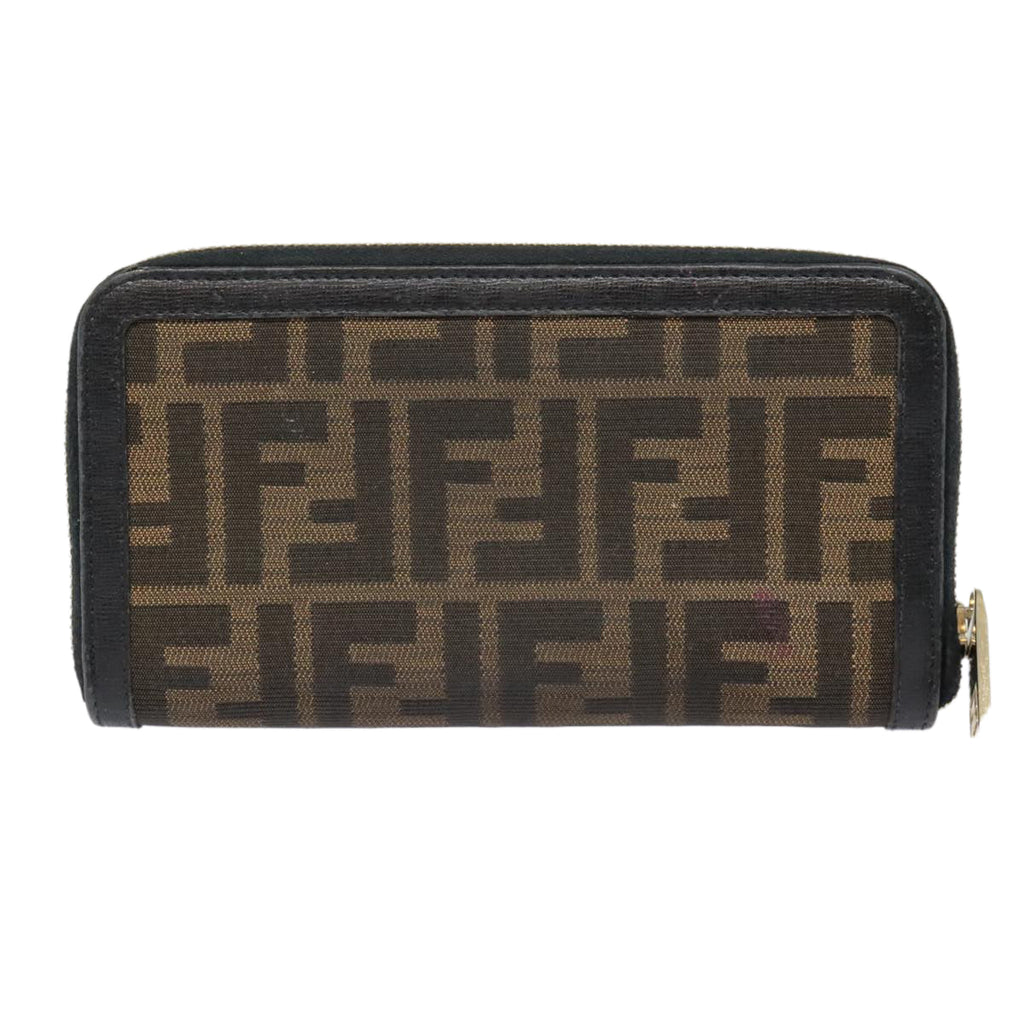 FENDI Zucca Canvas Wallet Black Brown goldyk15225