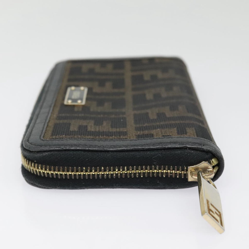 FENDI Zucca Canvas Wallet Black Brown goldyk15225