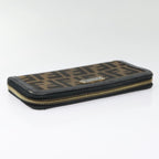 FENDI Zucca Canvas Wallet Black Brown goldyk15225