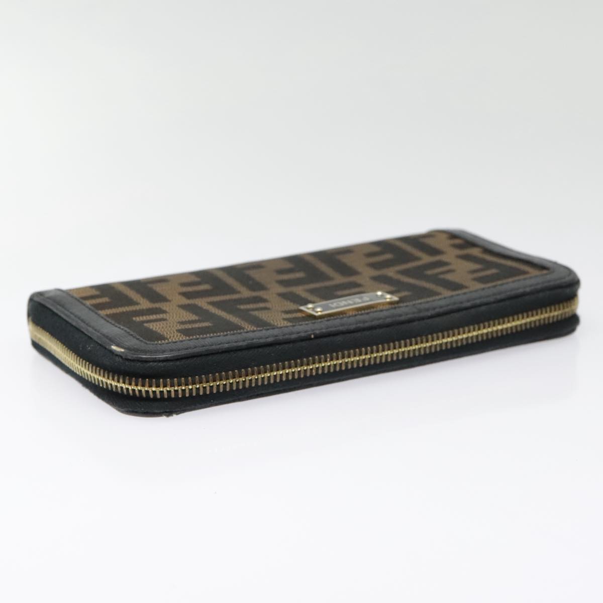 FENDI Zucca Canvas Wallet Black Brown goldyk15225