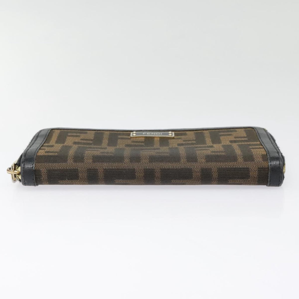 FENDI Zucca Canvas Wallet Black Brown goldyk15225