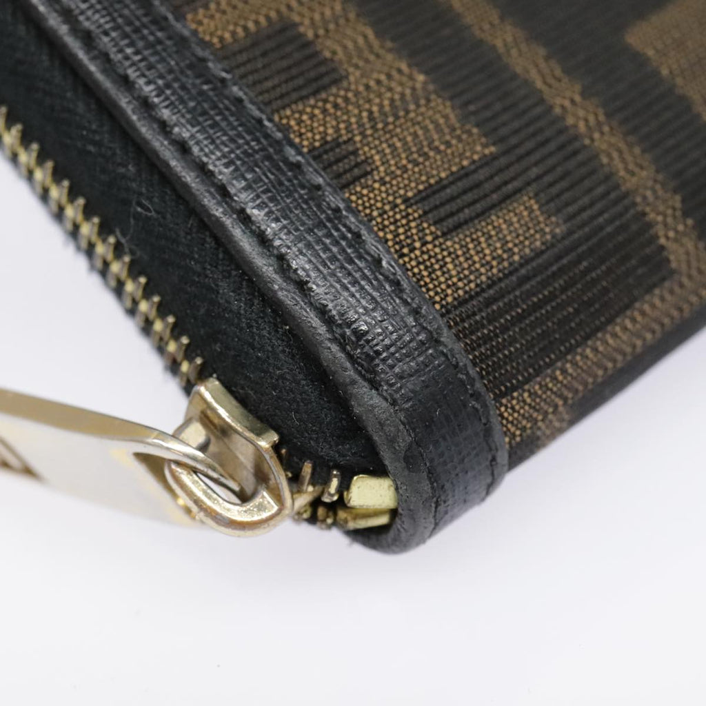 FENDI Zucca Canvas Wallet Black Brown goldyk15225