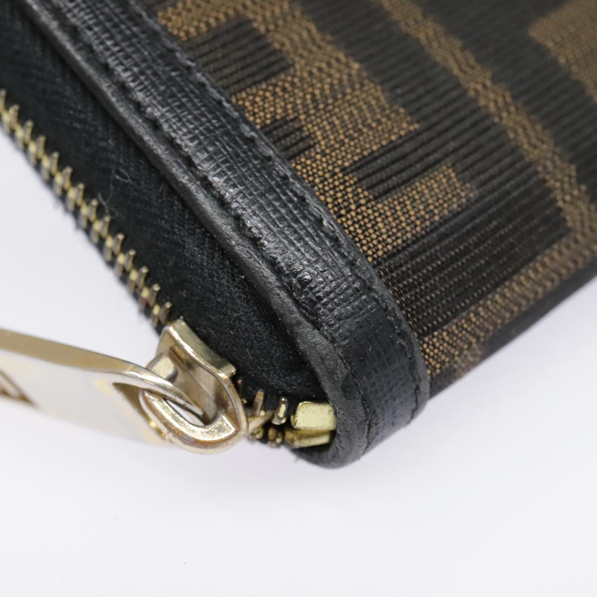 FENDI Zucca Canvas Wallet Black Brown goldyk15225