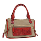 Chloe Harley Hand Bag Canvas Leather Beige Gold yk15232