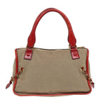 Chloe Harley Hand Bag Canvas Leather Beige Gold yk15232