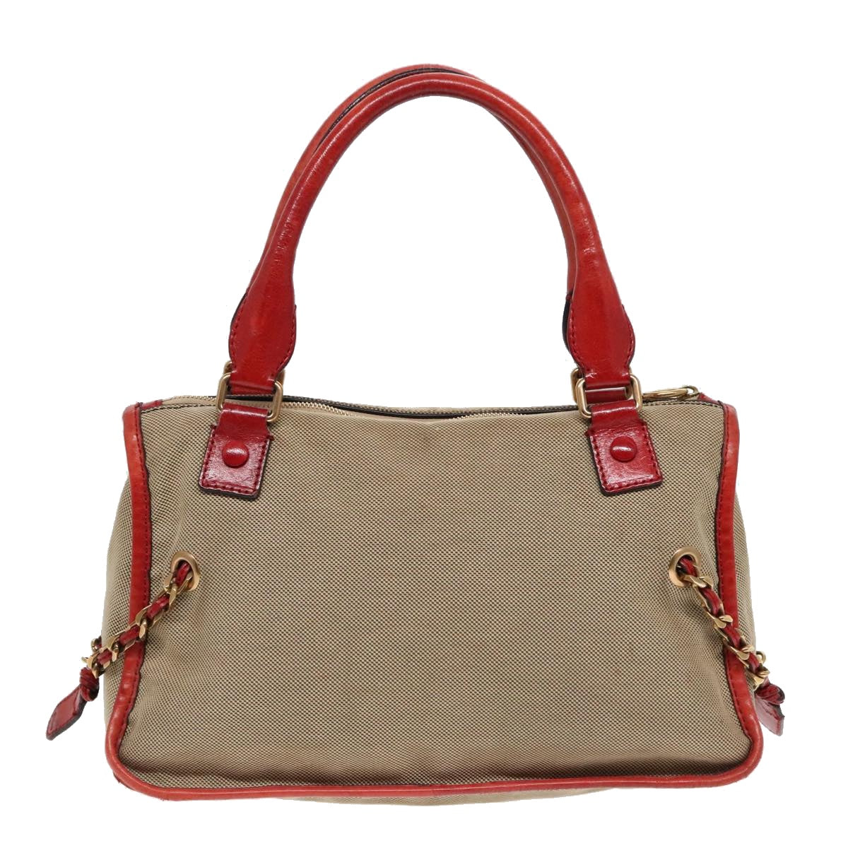 Chloe Harley Hand Bag Canvas Leather Beige Gold yk15232
