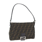 FENDI Zucca Canvas Mamma Baguette Shoulder Bag Brown Black Silveryk15236