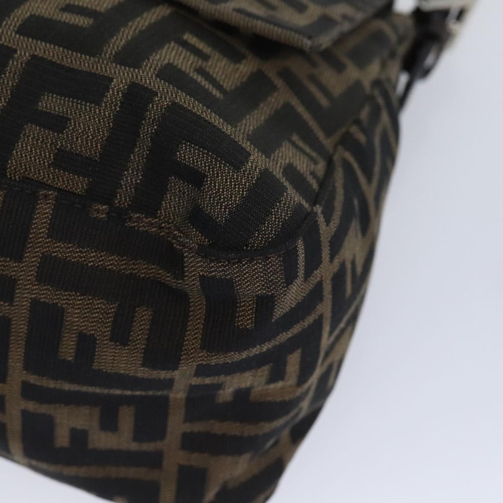 FENDI Zucca Canvas Mamma Baguette Shoulder Bag Brown Black Silveryk15236