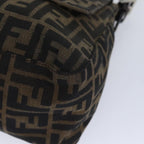 FENDI Zucca Canvas Mamma Baguette Shoulder Bag Brown Black Silveryk15236