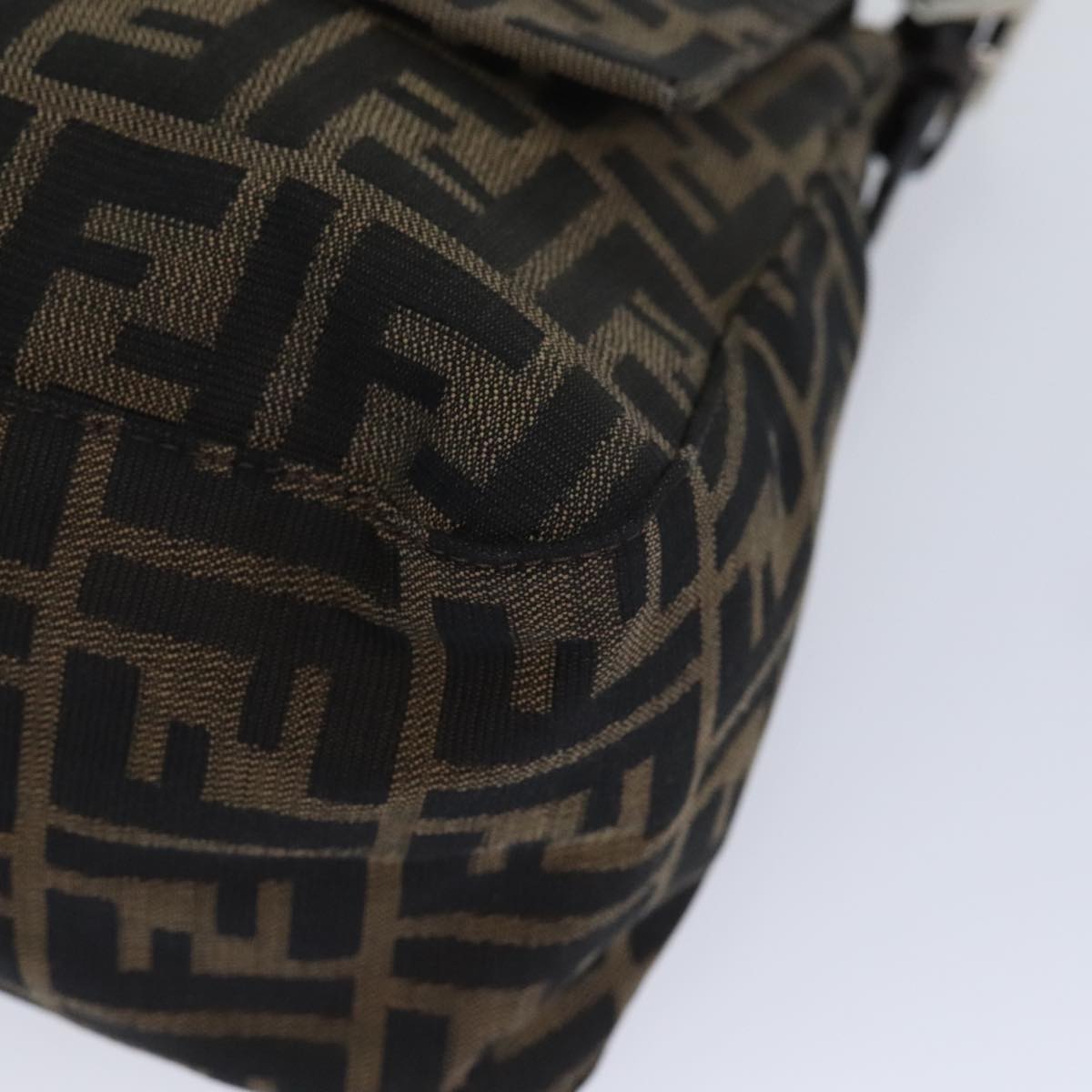 FENDI Zucca Canvas Mamma Baguette Shoulder Bag Brown Black Silveryk15236