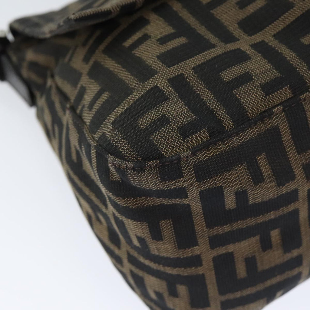 FENDI Zucca Canvas Mamma Baguette Shoulder Bag Brown Black Silveryk15236