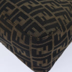 FENDI Zucca Canvas Mamma Baguette Shoulder Bag Brown Black Silveryk15236