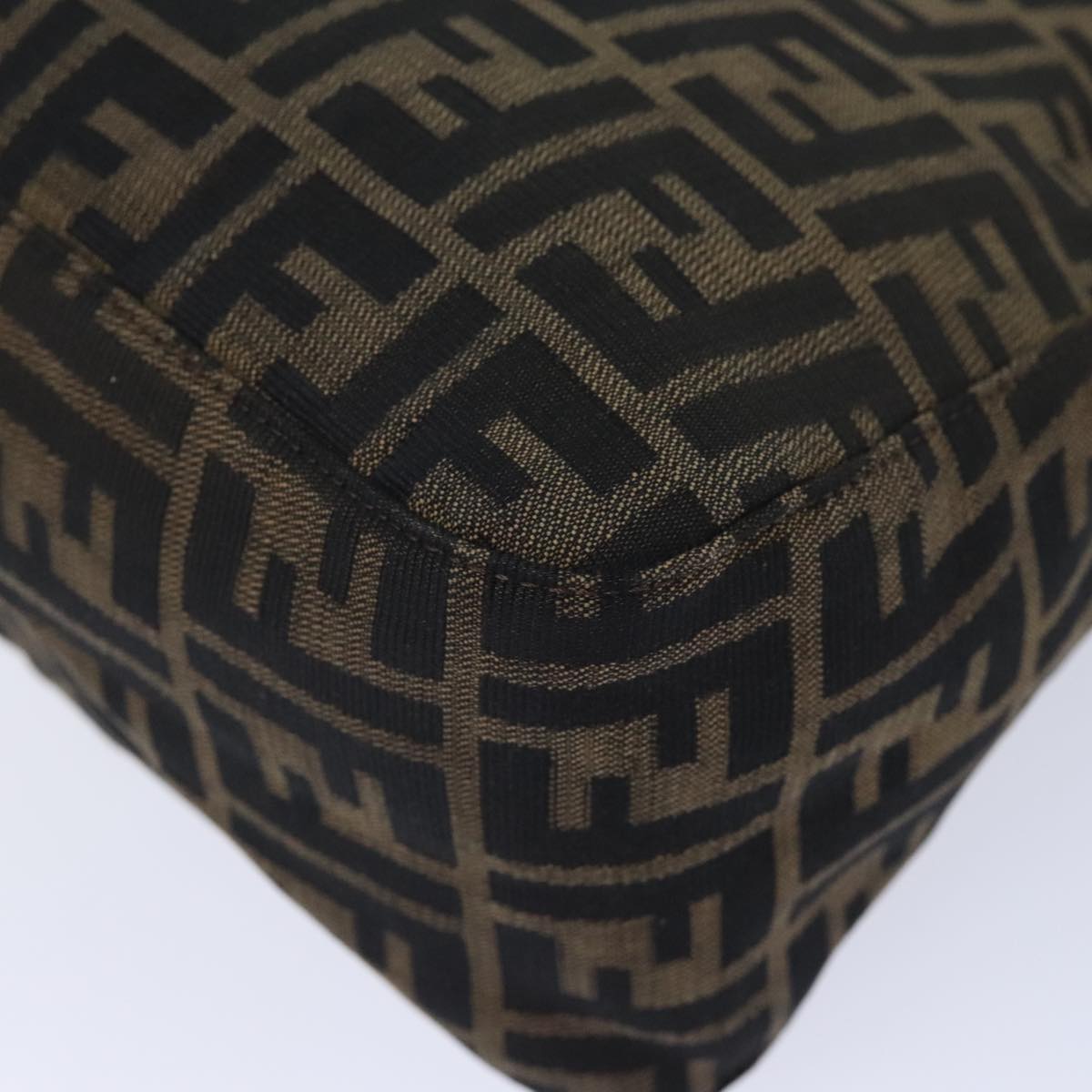 FENDI Zucca Canvas Mamma Baguette Shoulder Bag Brown Black Silveryk15236