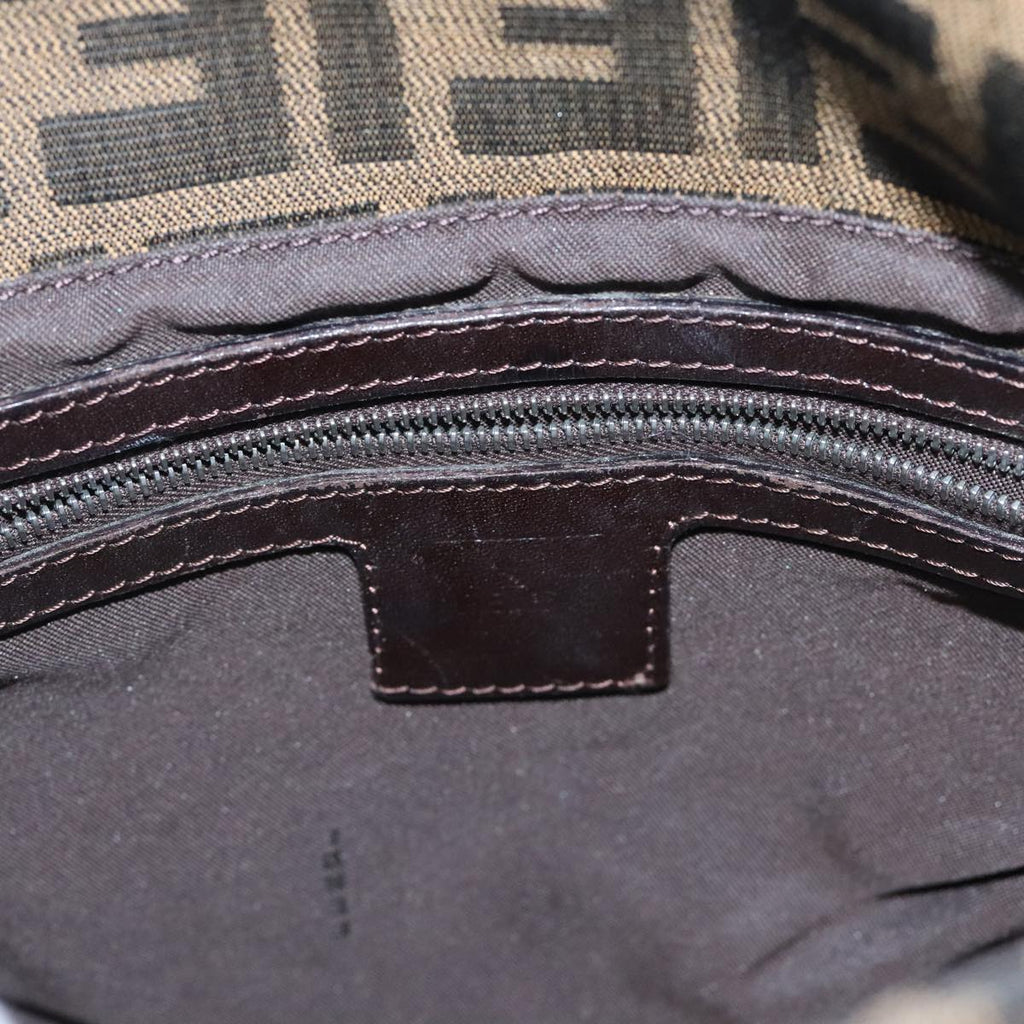 FENDI Zucca Canvas Mamma Baguette Shoulder Bag Brown Black Silveryk15236