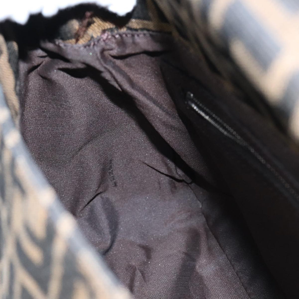 FENDI Zucca Canvas Mamma Baguette Shoulder Bag Brown Black Silveryk15236