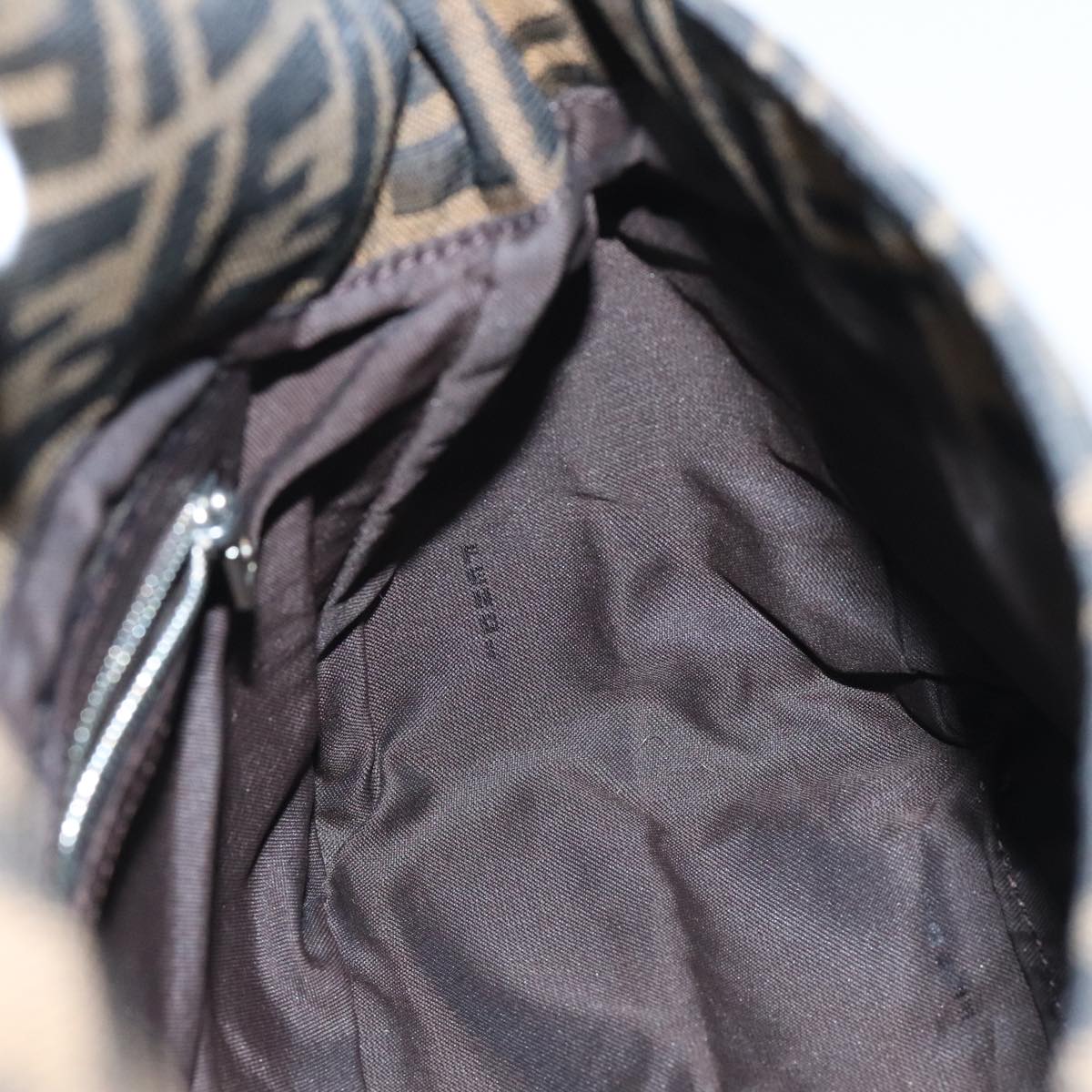 FENDI Zucca Canvas Mamma Baguette Shoulder Bag Brown Black Silveryk15236