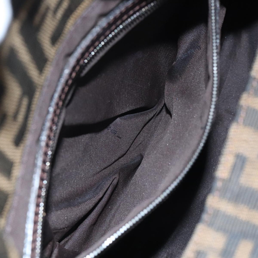 FENDI Zucca Canvas Mamma Baguette Shoulder Bag Brown Black Silveryk15236