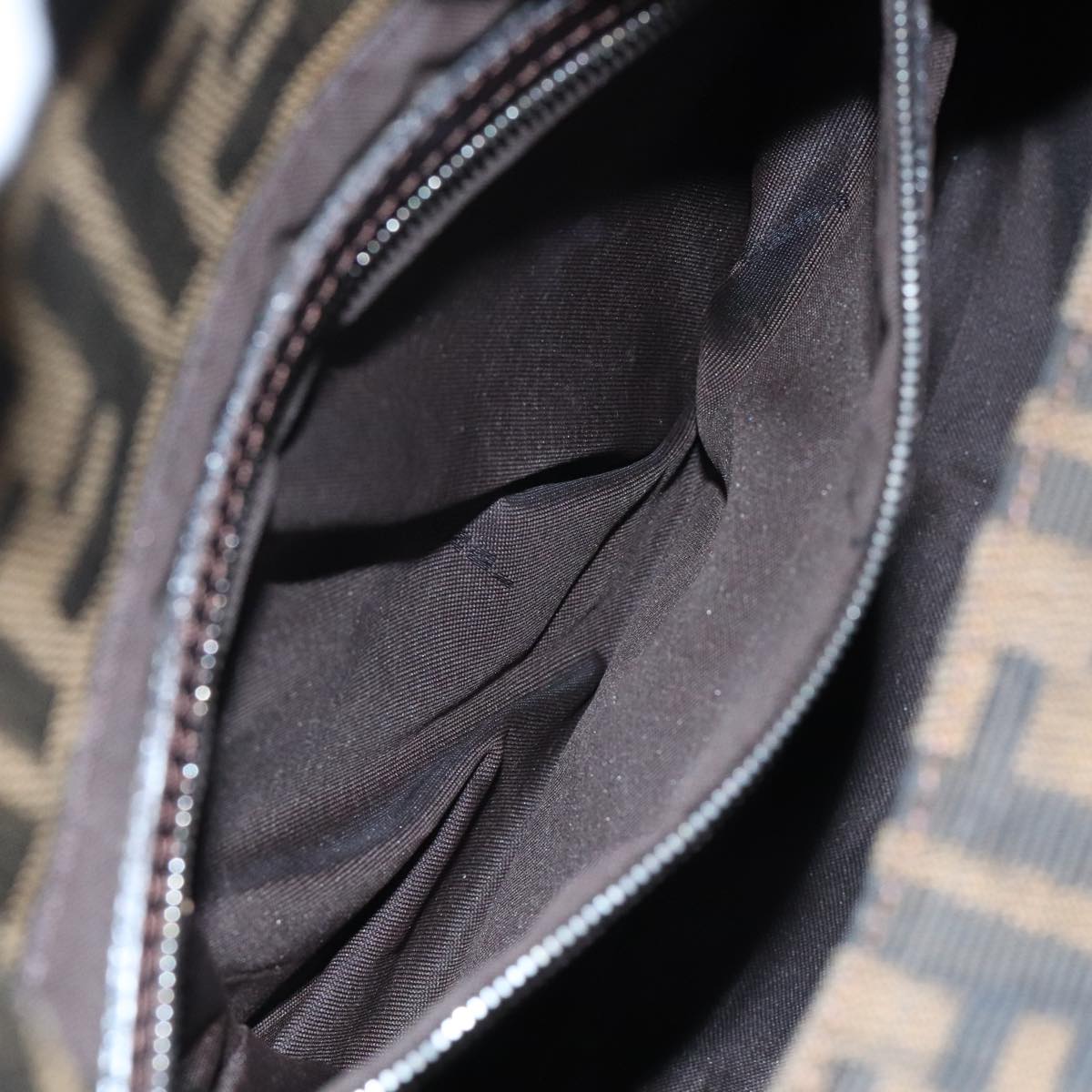 FENDI Zucca Canvas Mamma Baguette Shoulder Bag Brown Black Silveryk15236