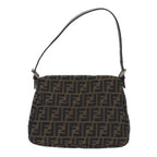 FENDI Zucca Canvas Mamma Baguette Shoulder Bag Brown Black Silveryk15236