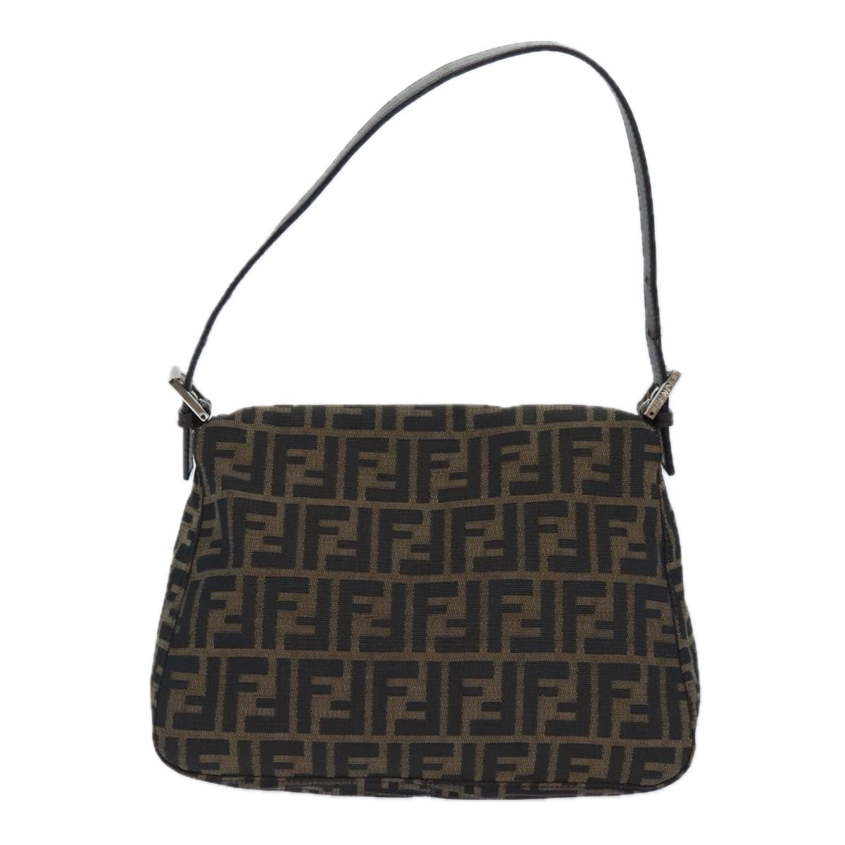 FENDI Zucca Canvas Mamma Baguette Shoulder Bag Brown Black Silveryk15236