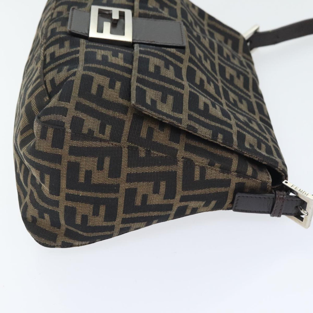 FENDI Zucca Canvas Mamma Baguette Shoulder Bag Brown Black Silveryk15236