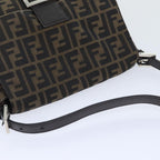 FENDI Zucca Canvas Mamma Baguette Shoulder Bag Brown Black Silveryk15236