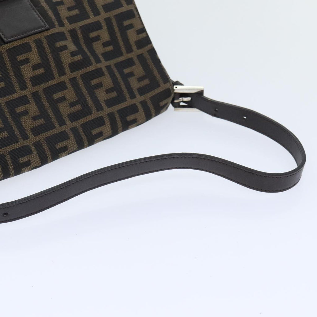 FENDI Zucca Canvas Mamma Baguette Shoulder Bag Brown Black Silveryk15236