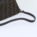 FENDI Zucca Canvas Mamma Baguette Shoulder Bag Brown Black Silveryk15236