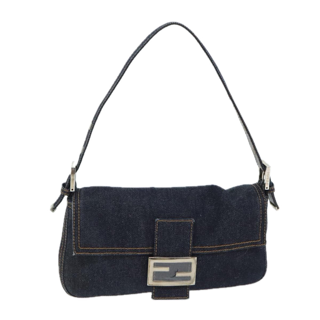 FENDI Mamma Baguette Shoulder Bag Denim Navy Silveryk15240A