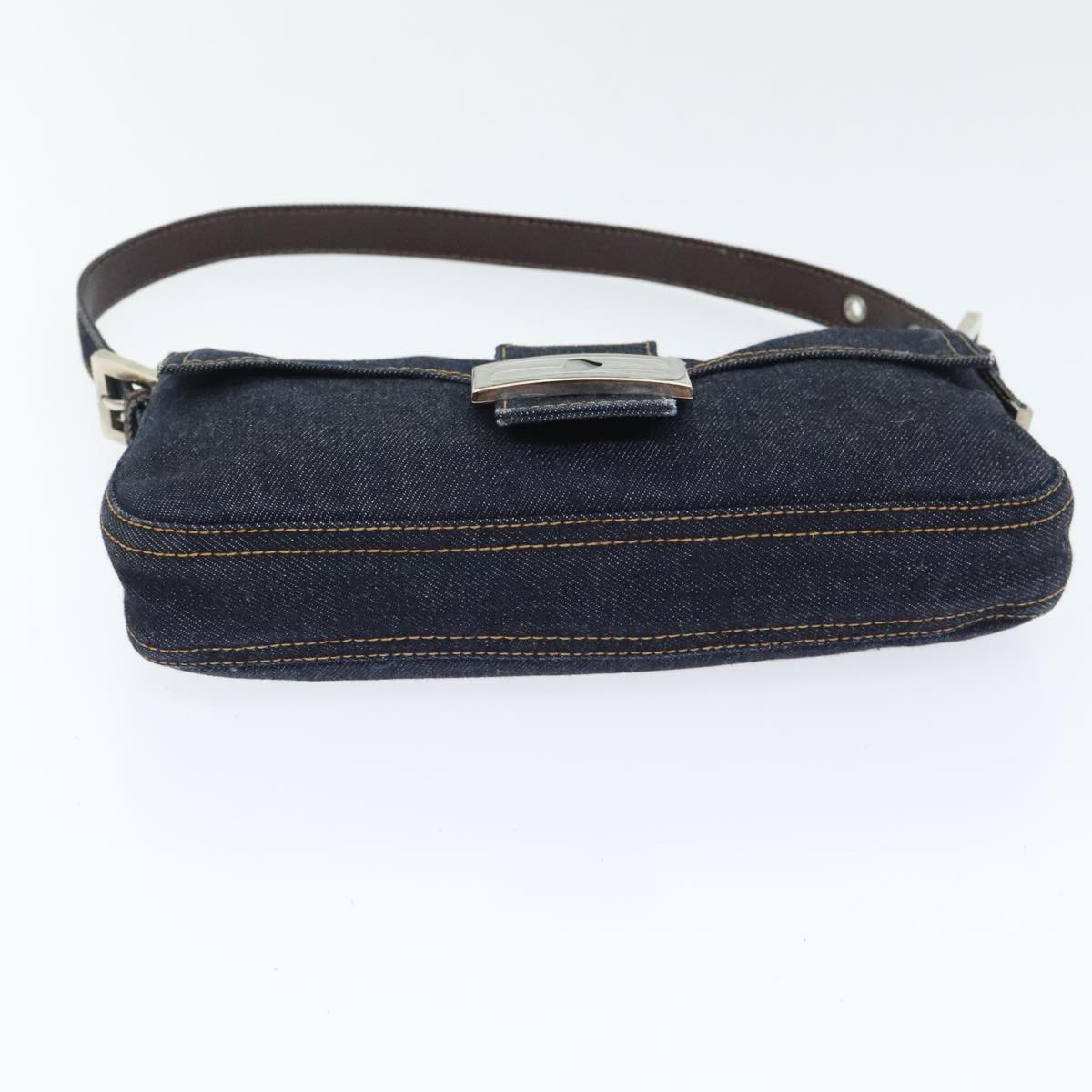 FENDI Mamma Baguette Shoulder Bag Denim Navy Silveryk15240A