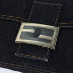 FENDI Mamma Baguette Shoulder Bag Denim Navy Silveryk15240A