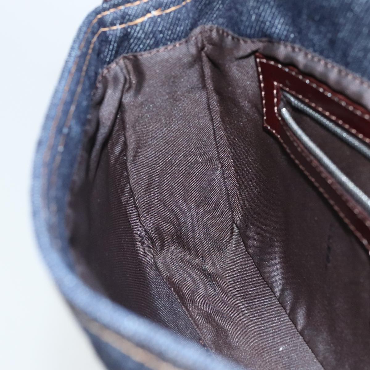 FENDI Mamma Baguette Shoulder Bag Denim Navy Silveryk15240A