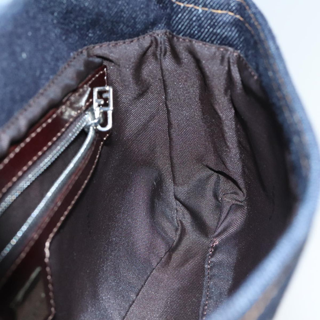 FENDI Mamma Baguette Shoulder Bag Denim Navy Silveryk15240A