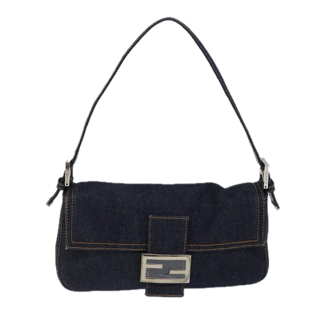 FENDI Mamma Baguette Shoulder Bag Denim Navy Silveryk15240A
