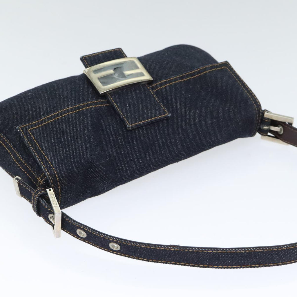 FENDI Mamma Baguette Shoulder Bag Denim Navy Silveryk15240A
