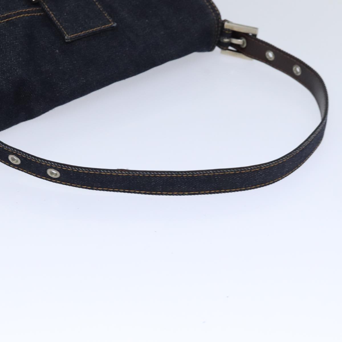FENDI Mamma Baguette Shoulder Bag Denim Navy Silveryk15240A