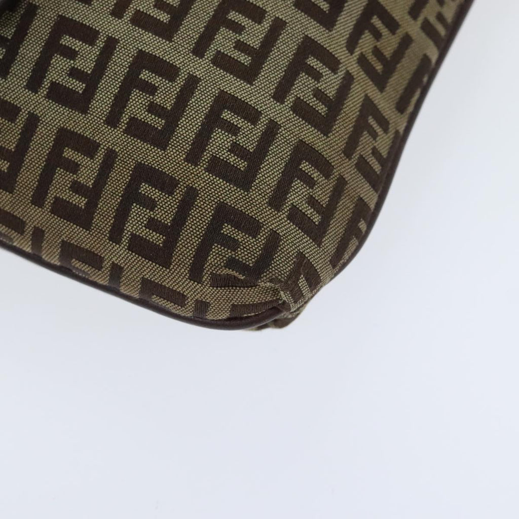 FENDI Zucchino Canvas Shoulder Bag Beigeyk15249