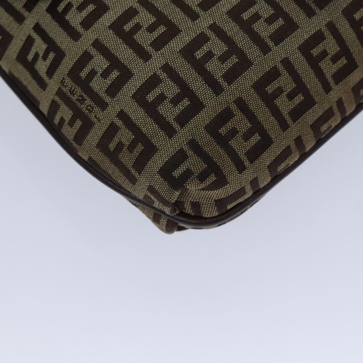 FENDI Zucchino Canvas Shoulder Bag Beigeyk15249