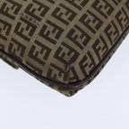 FENDI Zucchino Canvas Shoulder Bag Beigeyk15249