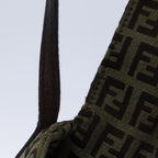 FENDI Zucchino Canvas Shoulder Bag Beigeyk15249