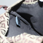 FENDI Zucchino Canvas Shoulder Bag Beigeyk15249