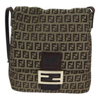 FENDI Zucchino Canvas Shoulder Bag Beigeyk15249